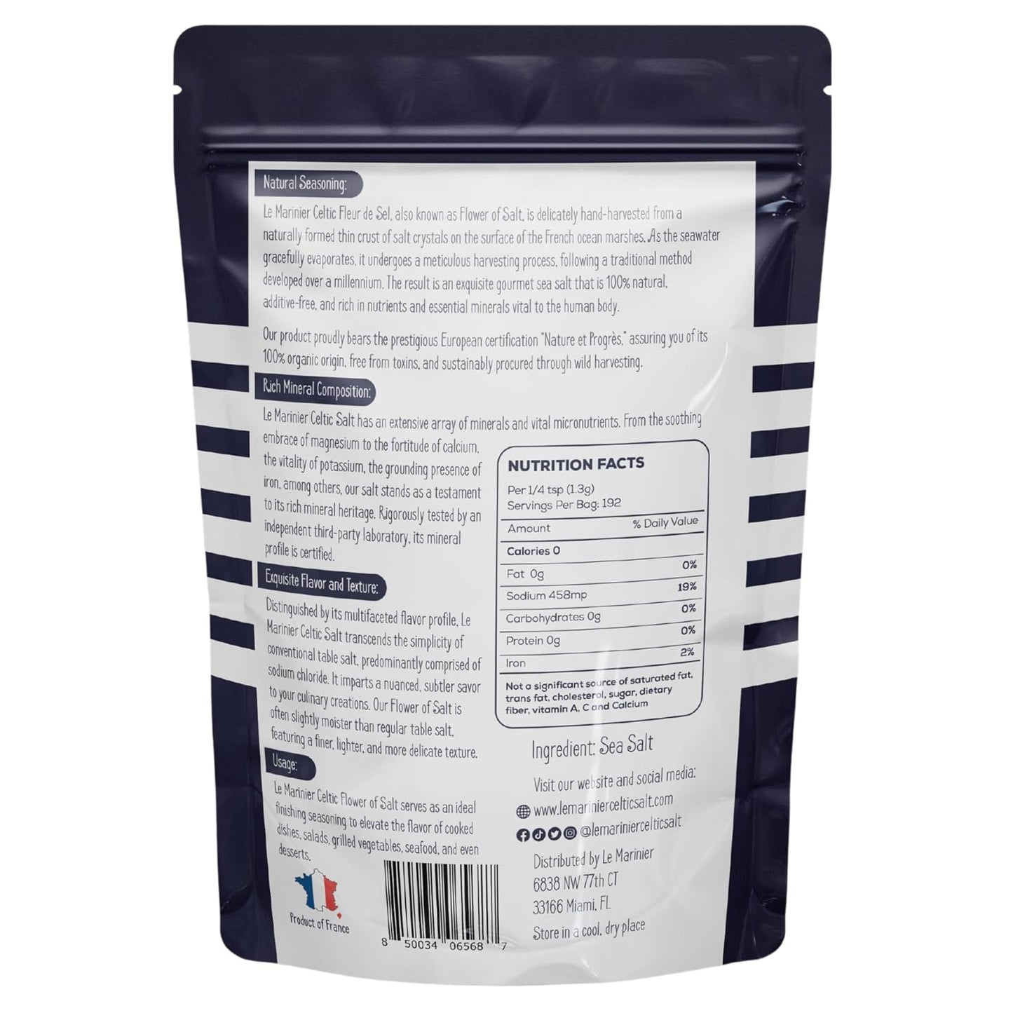 Flower of Salt 8.81oz / 250g Nutrition Facts Detail