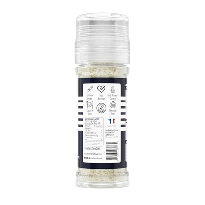Le Marinier French Sea Salt Dry Grey Coarse, 3oz Refillable Glass Grinder
