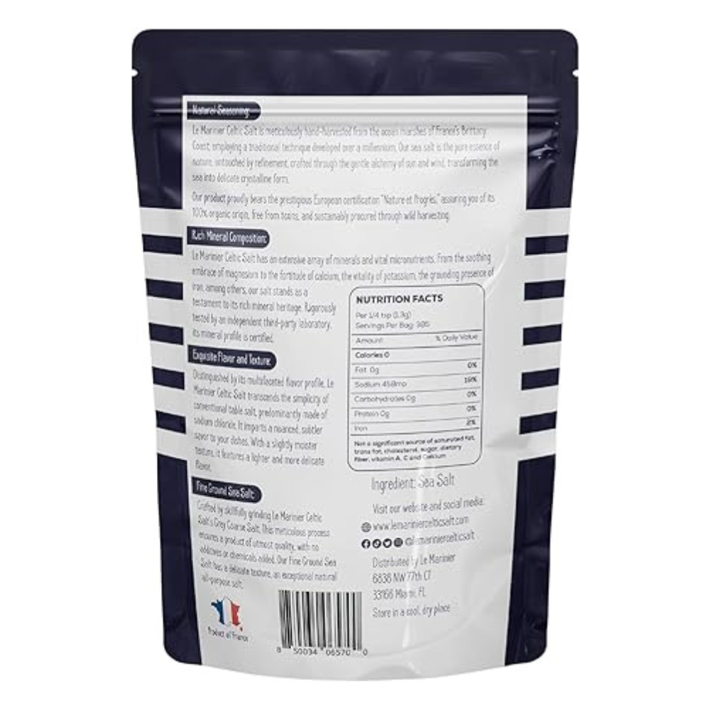 Le Marinier Celtic Salt Organic Fine Ground, 1.1lb - 18oz.