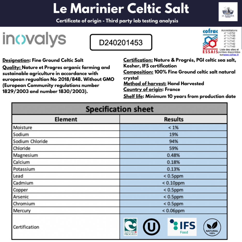 Le Marinier Celtic Salt Fine Ground - 1.1lb / 500g