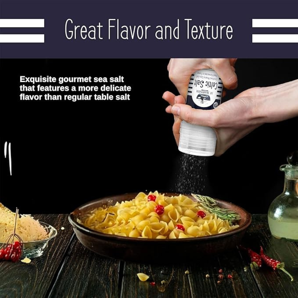 Le Marinier French Sea Salt Dry Grey Coarse, 3oz Refillable Glass Grinder