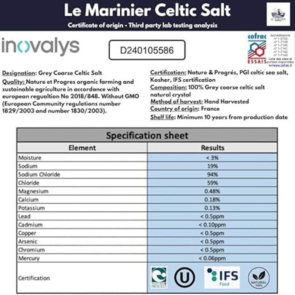 Le Marinier French Sea Salt Dry Grey Coarse, 0.6lb – 8.81oz (250g).