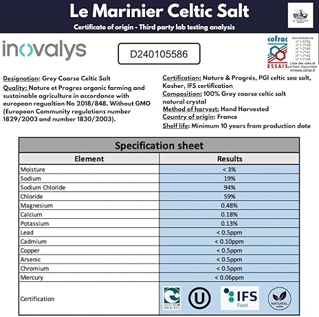 Le Marinier Celtic Salt Organic Grey Coarse, 1.1lb - 18oz.