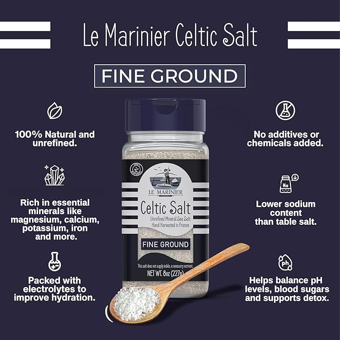 Le Marinier Celtic Salt Organic Fine Ground, 8oz.