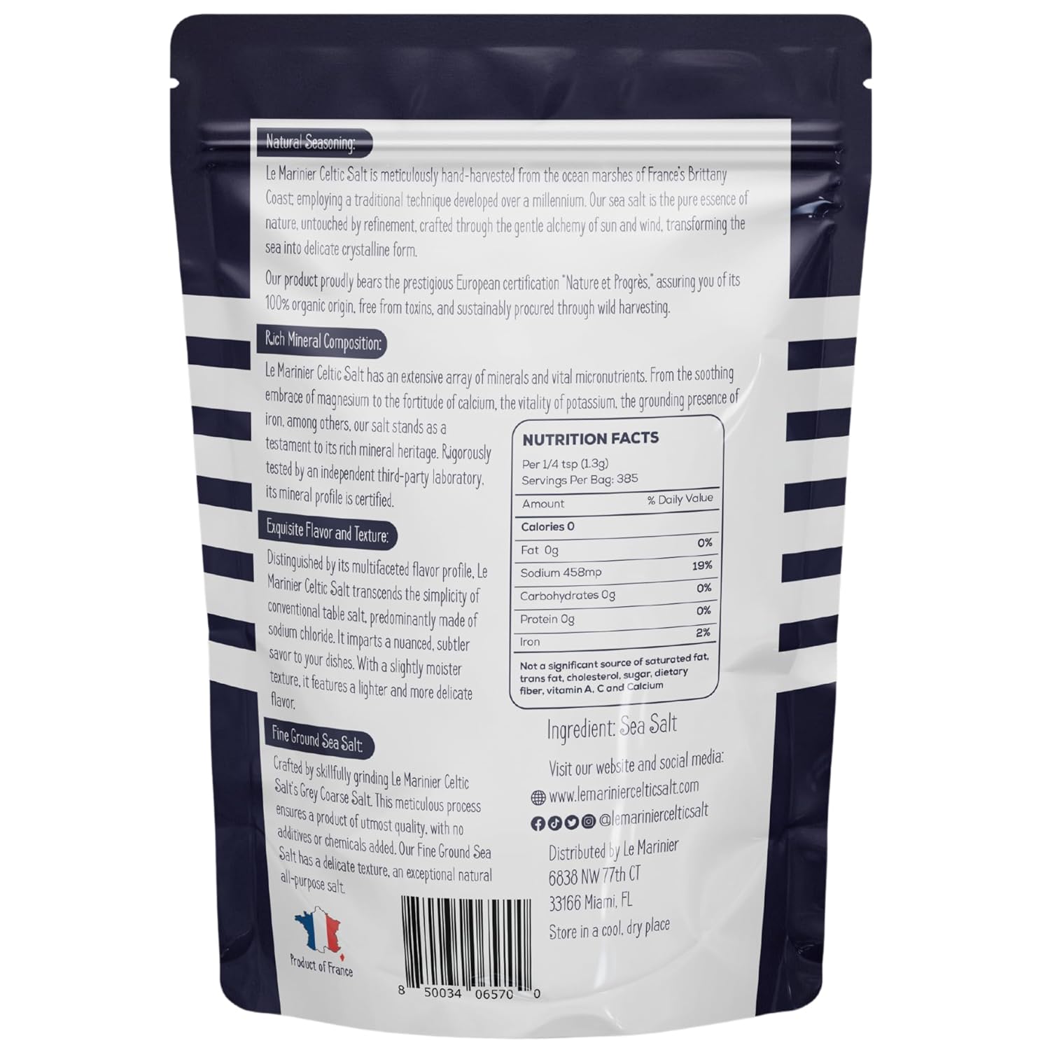 Salt Fine Ground Nutrition Facts Detail