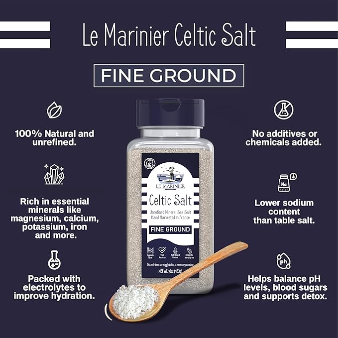 Le Marinier Celtic Salt Organic Fine Ground, 1 lb - 16oz