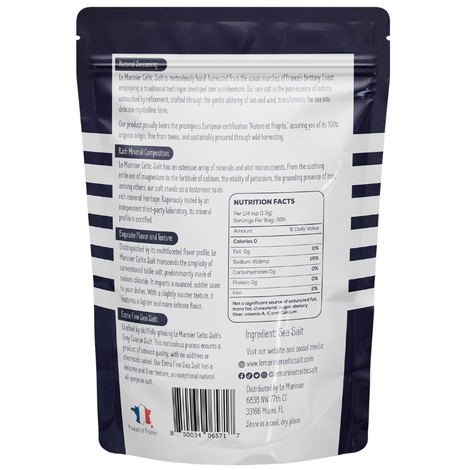 Salt Extra Fine - 1.1lb / 500g Nutrition Facts Detail